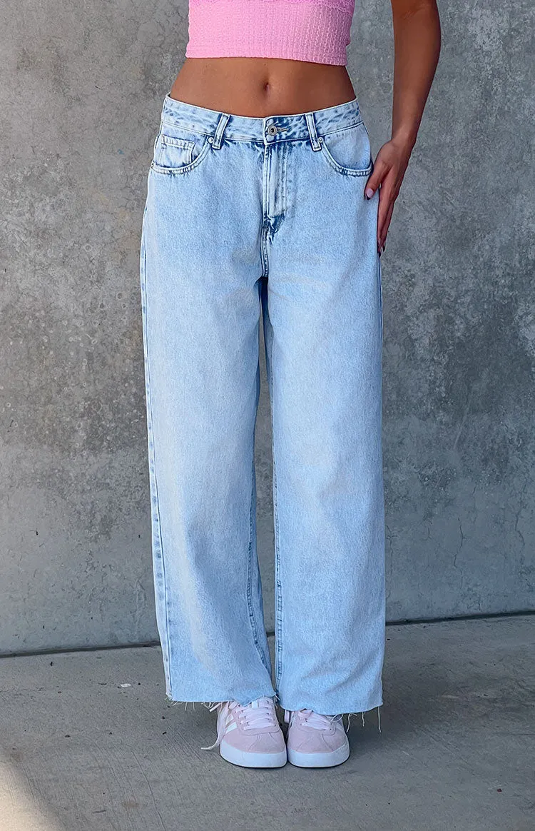 She's Yours Vintage Blue Denim Wide Leg Boyfriend Jeans