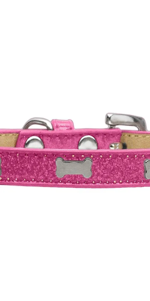 Silver Bone Widget Dog Collar Pink Ice Cream Size 18