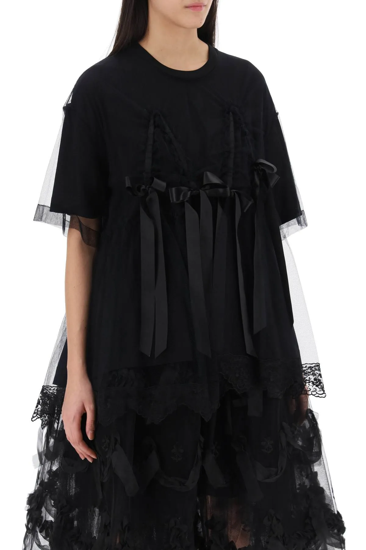 Simone rocha tulle top with lace and bows