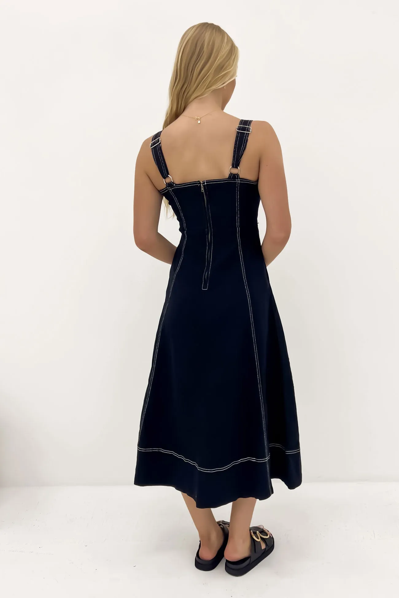 Siobhan Denim Midi Dress Black