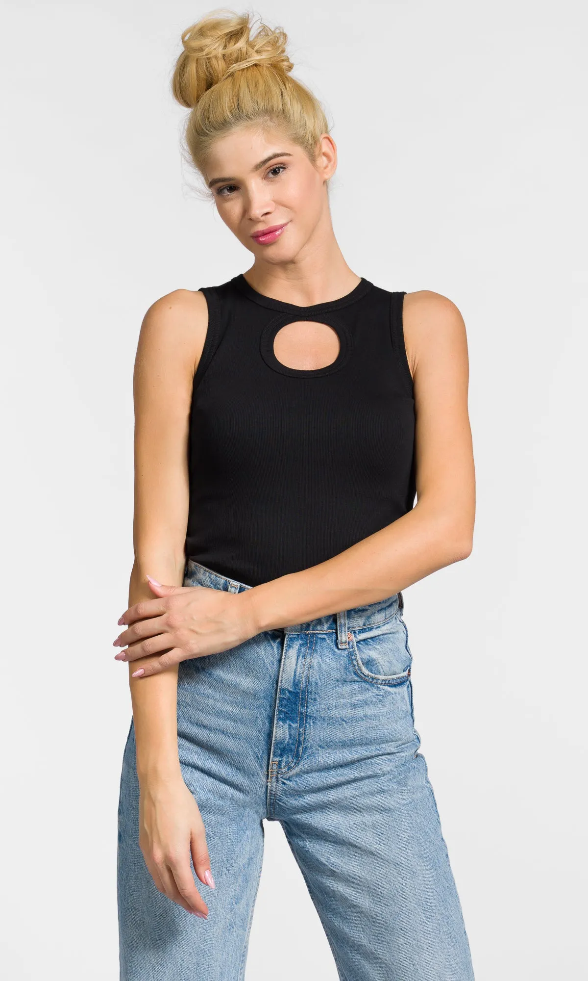 Sleeveless Circle Cut-Out Top