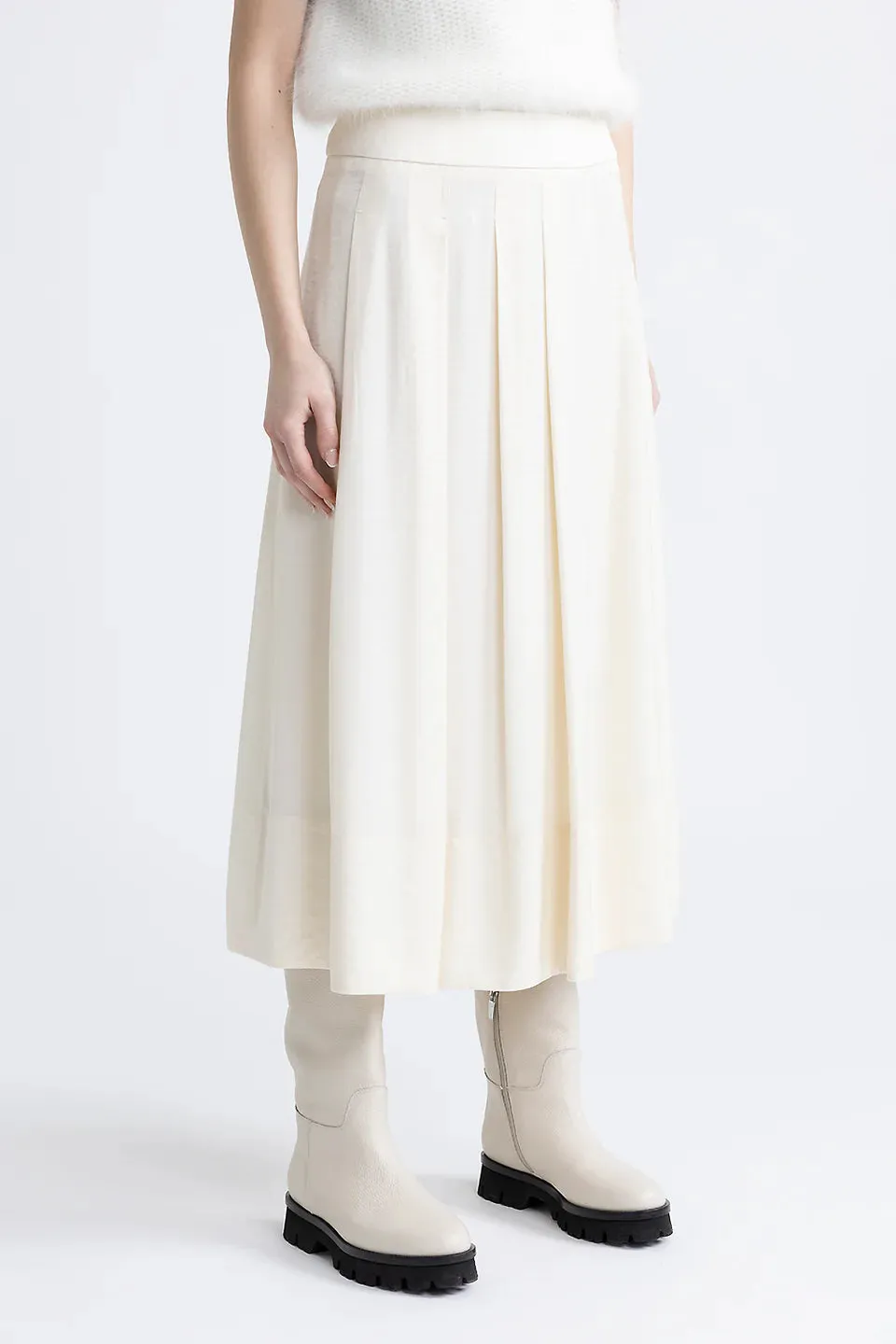 Soft Touch Viscose Blend Skirt - Natural White