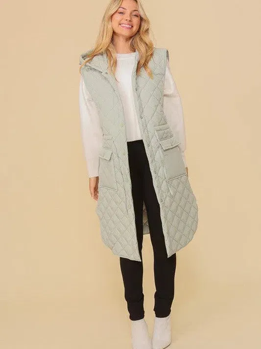 Style on the Go Full Length Oversized Quilted Vest