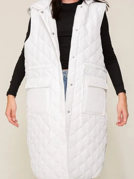 Style on the Go Full Length Oversized Quilted Vest