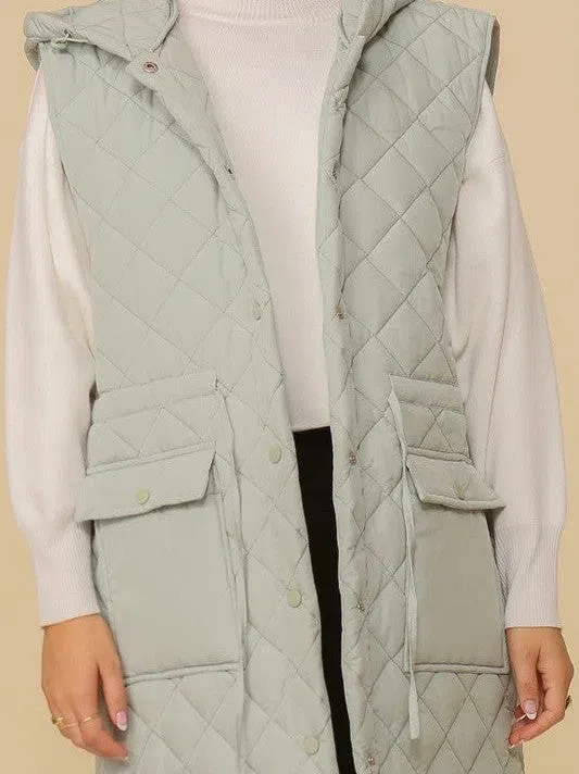 Style on the Go Full Length Oversized Quilted Vest