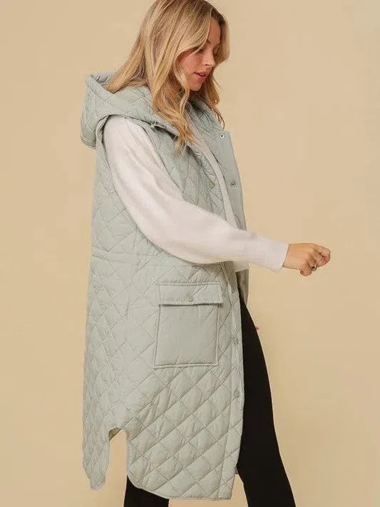 Style on the Go Full Length Oversized Quilted Vest