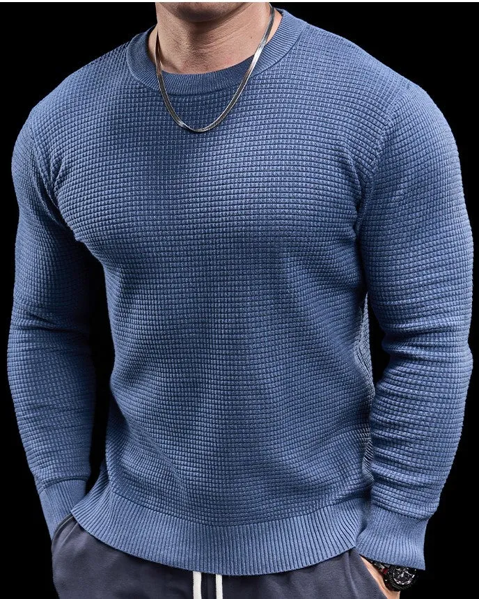 Textured Knit Crew Neck Long Sleeve Sweater