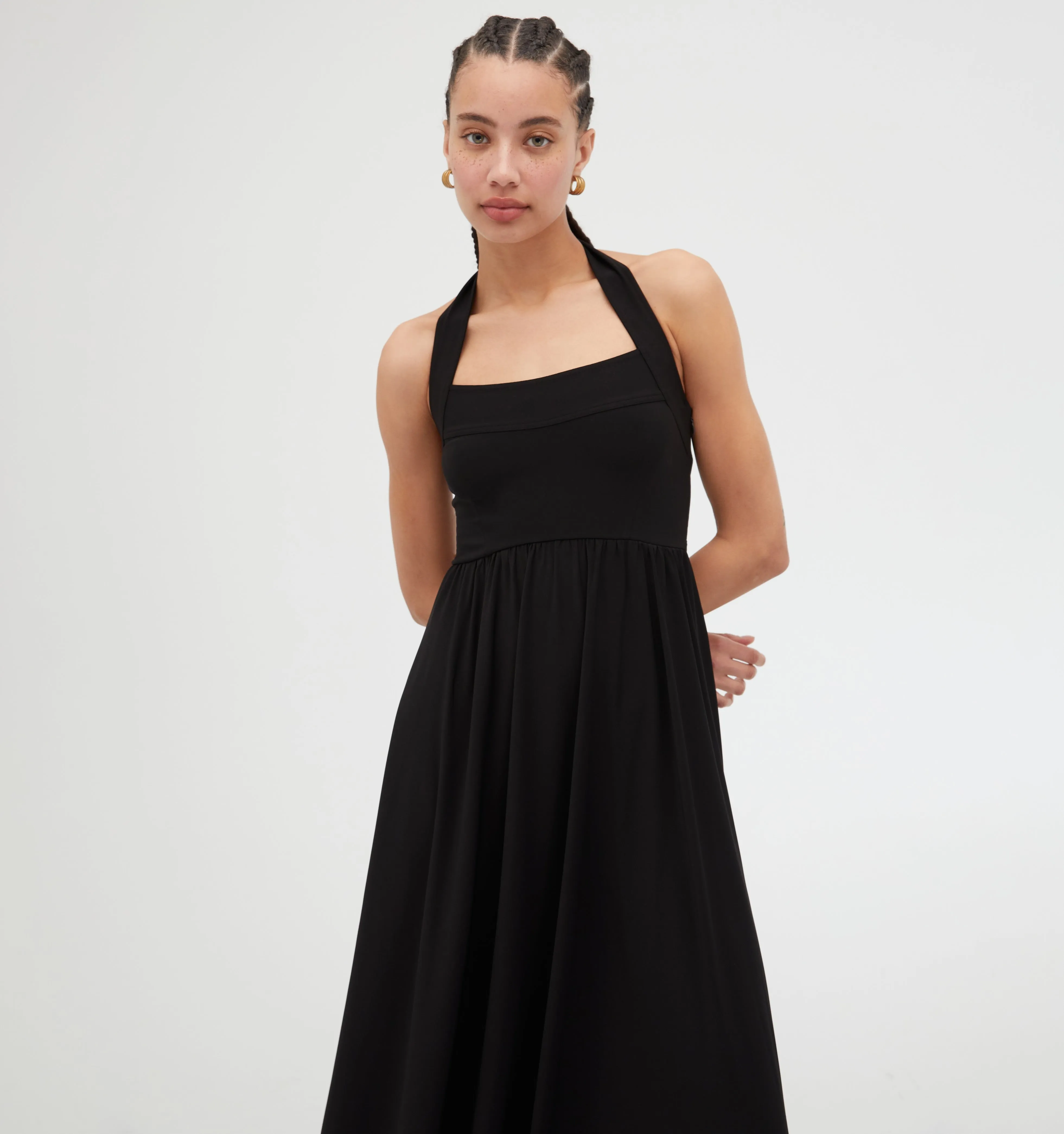 The Fleur Midi Dress - Black Jersey