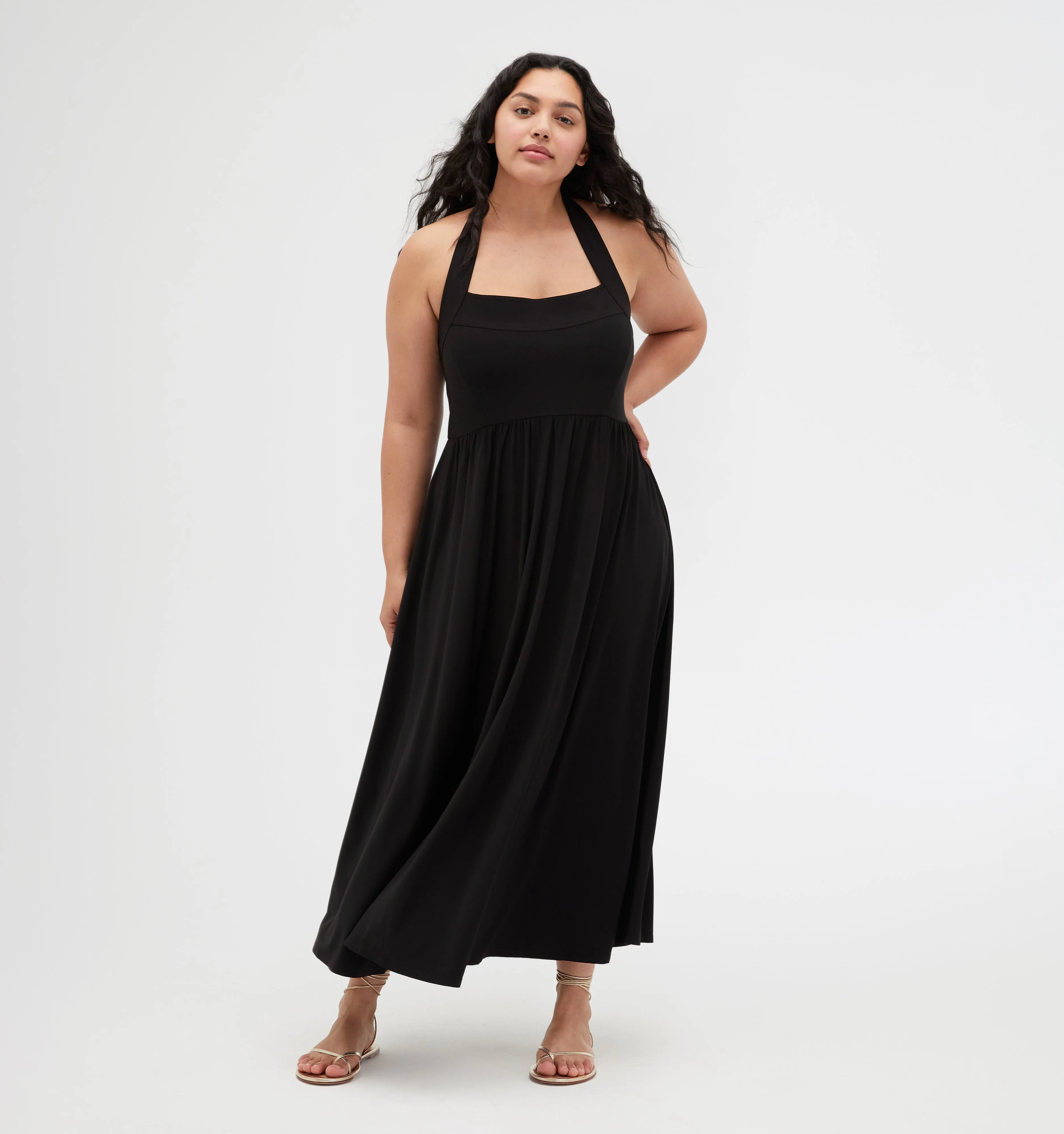 The Fleur Midi Dress - Black Jersey