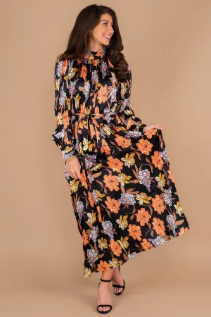 The Perfect Day Black Floral Midi Dress