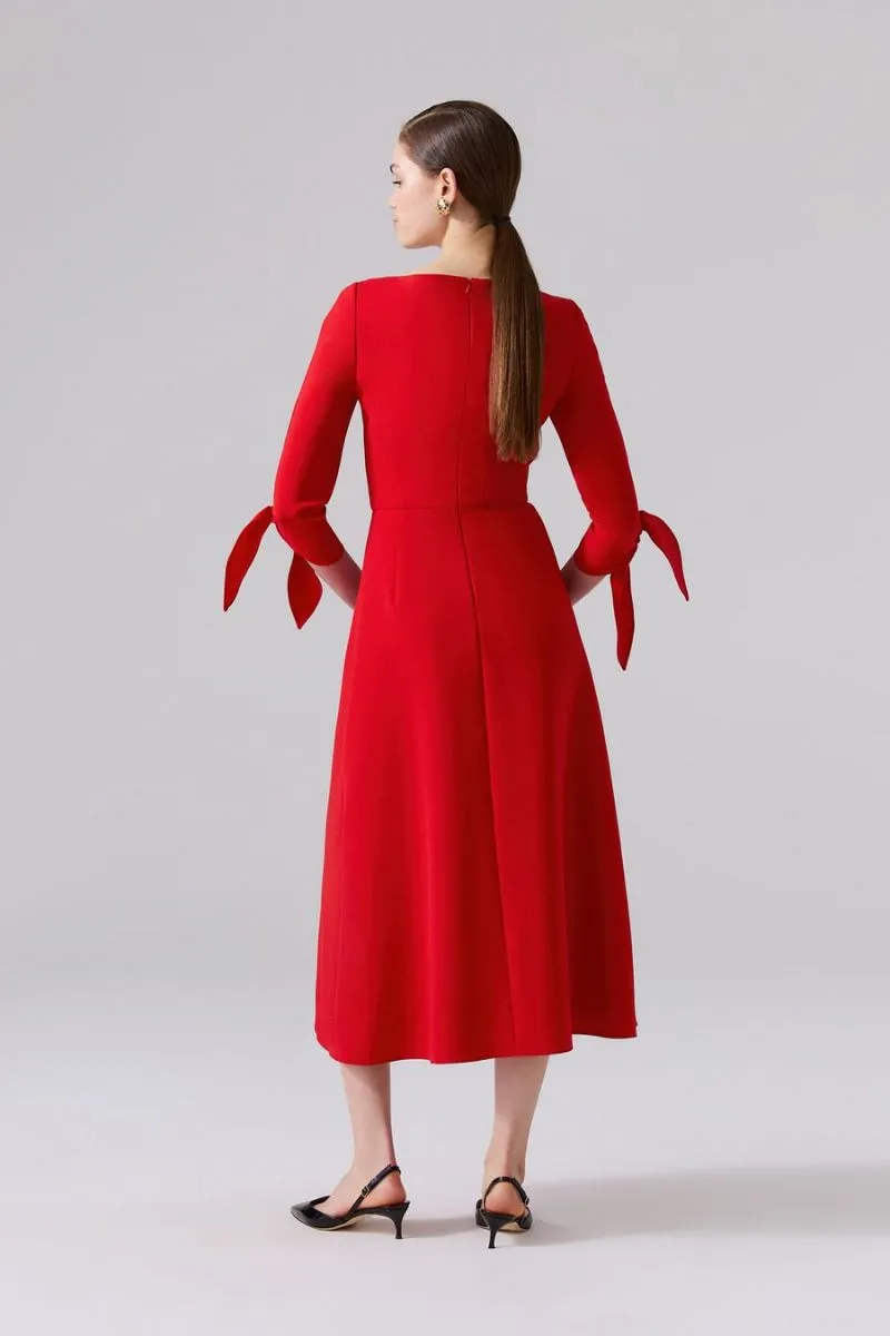 Tie-Sleeve Midi Dress