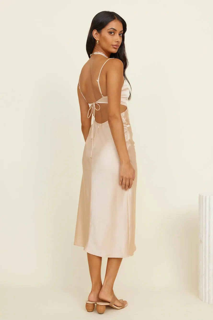 Tranquil Evenings Midi Dress Champagne