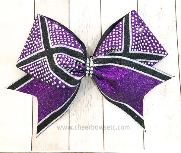 Triple Glitter X Out Rhinestone Bow