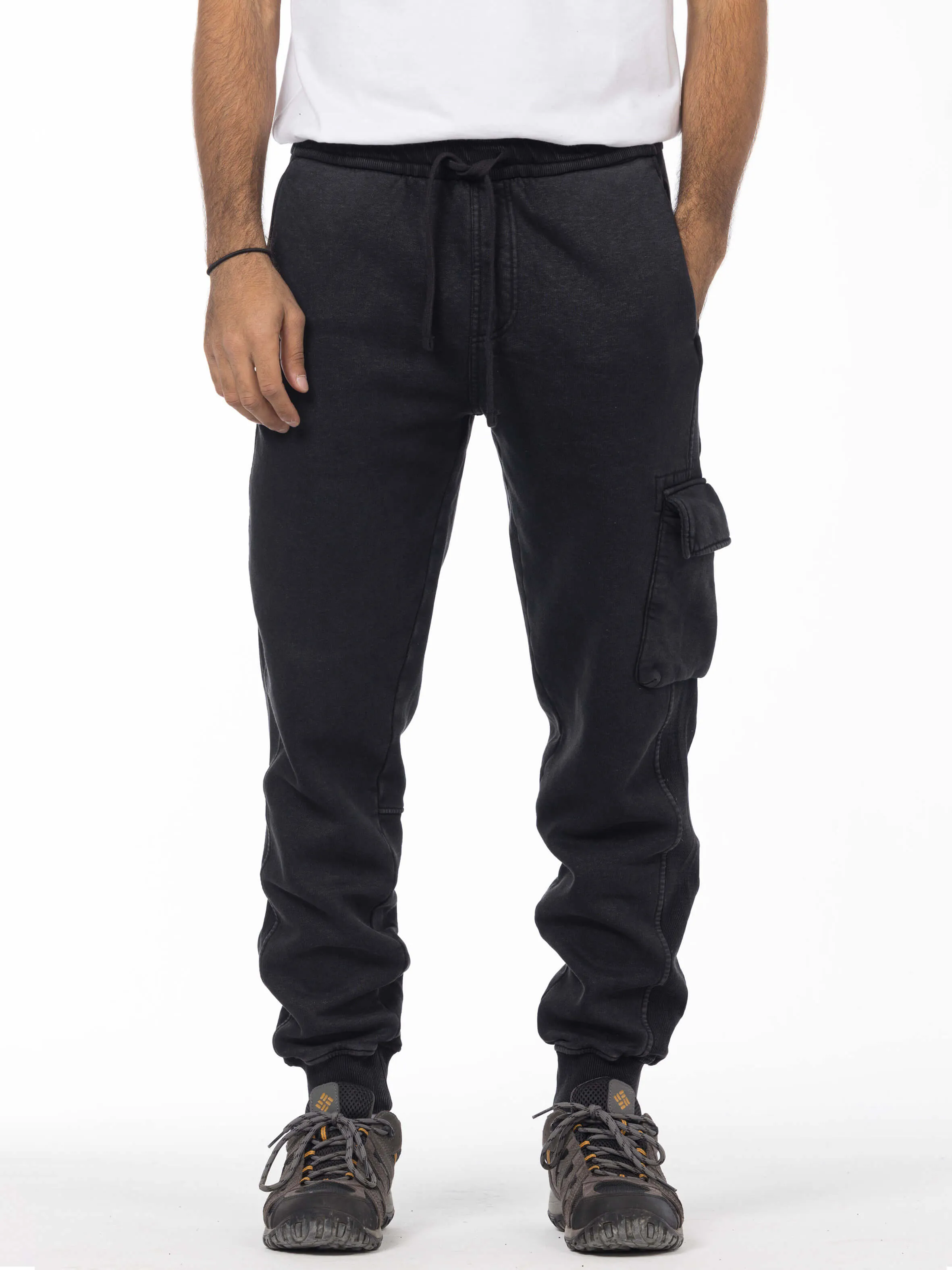 Unisex Acid Washed Winter Joggers - Black