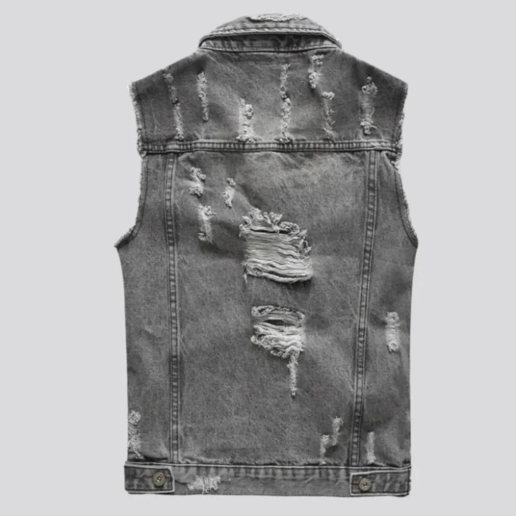 Vintage slim men's denim vest