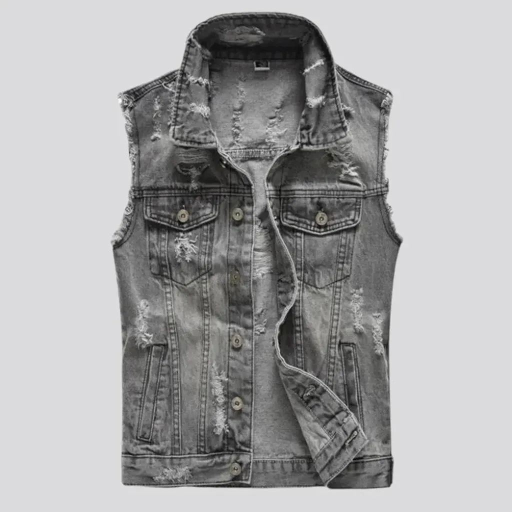 Vintage slim men's denim vest