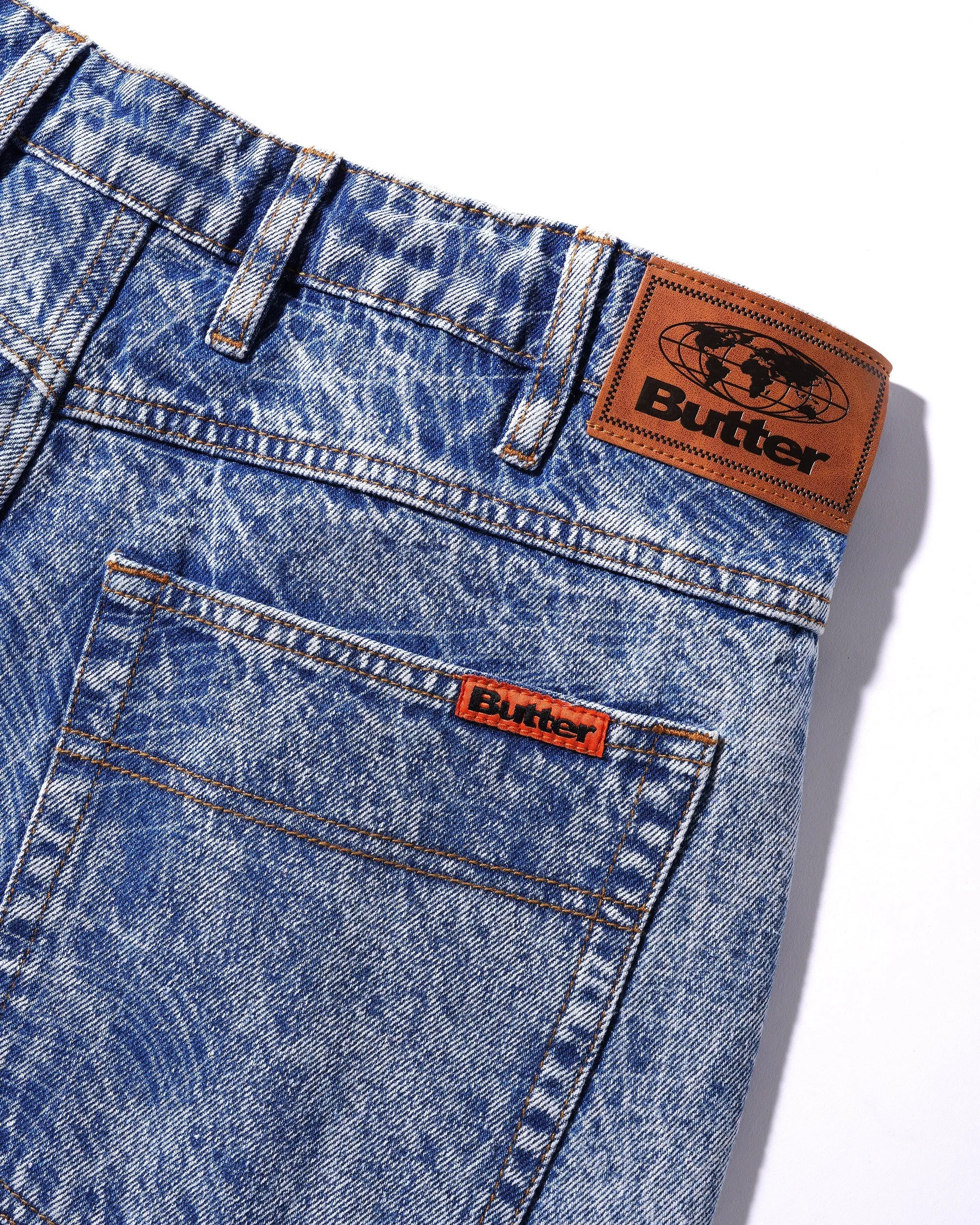 Web Denim Jeans, Acid Wash Indigo