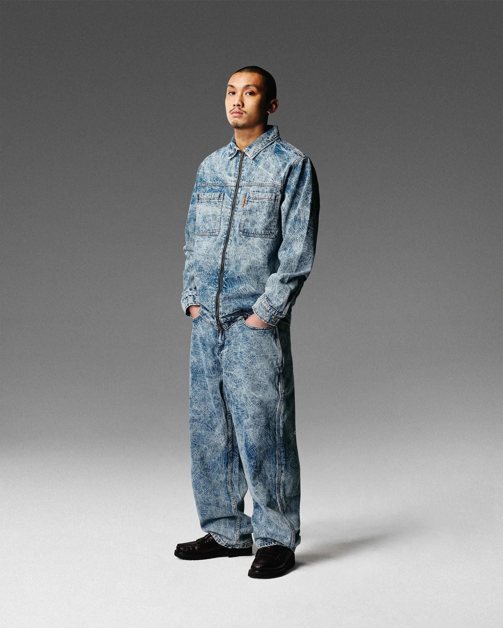 Web Denim Jeans, Acid Wash Indigo