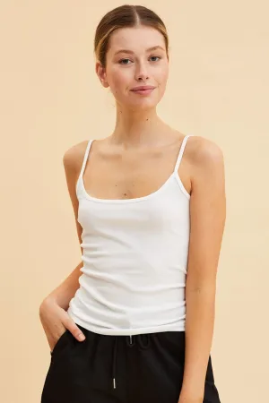 White Singlet Top Base Layer Sccop Neck Sleeveless