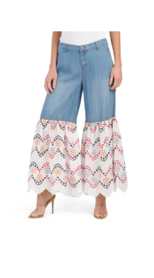 Wide Leg Flare Jeans Mid Rise