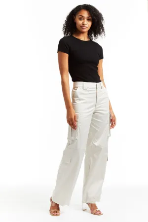 Wide Leg Satin Cargo Pant