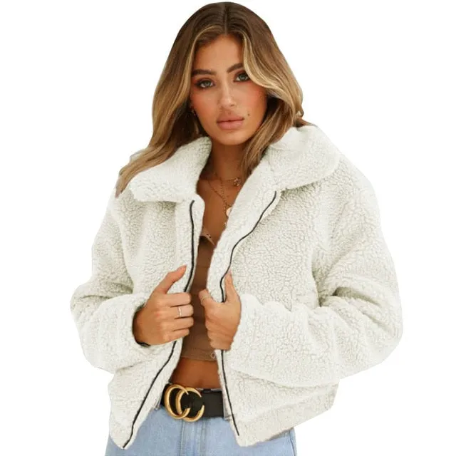 Winter Warm Faux Fur Jacket Ladies 5 Colors Wool Outwears