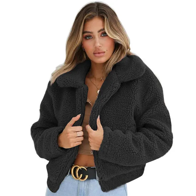 Winter Warm Faux Fur Jacket Ladies 5 Colors Wool Outwears