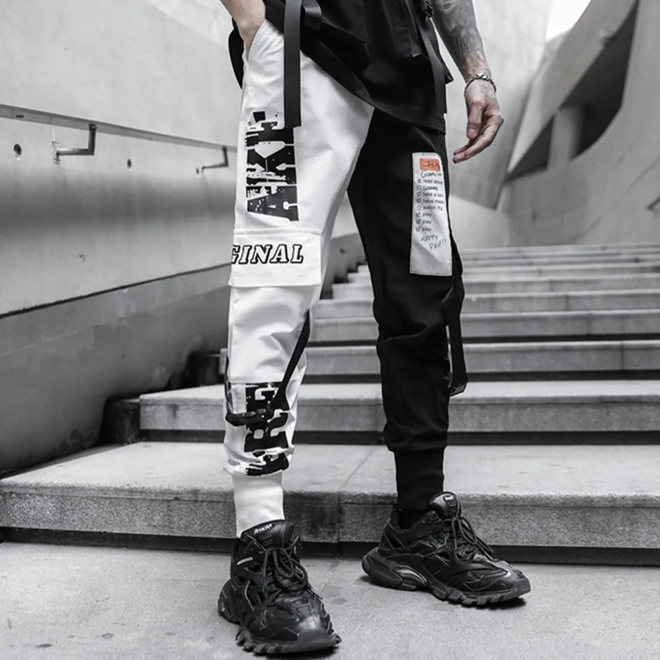 WLS Contrast Stitching Ribbon Cargo Pants