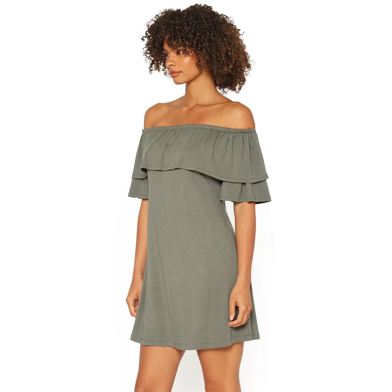 Women's Basic Off Shoulder Midi Dress