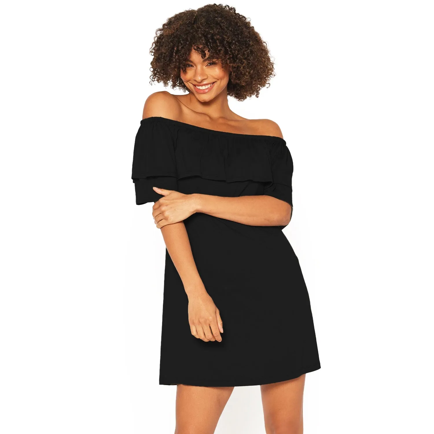 Women's Basic Off Shoulder Midi Dress