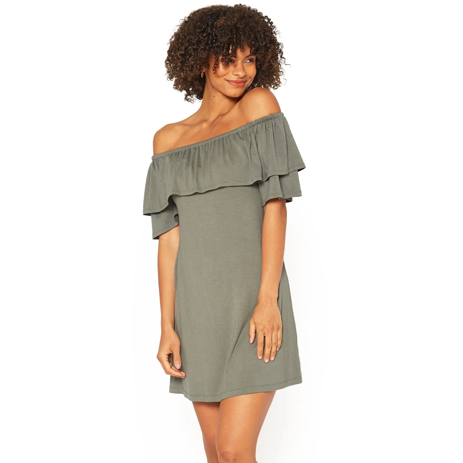 Women's Basic Off Shoulder Midi Dress