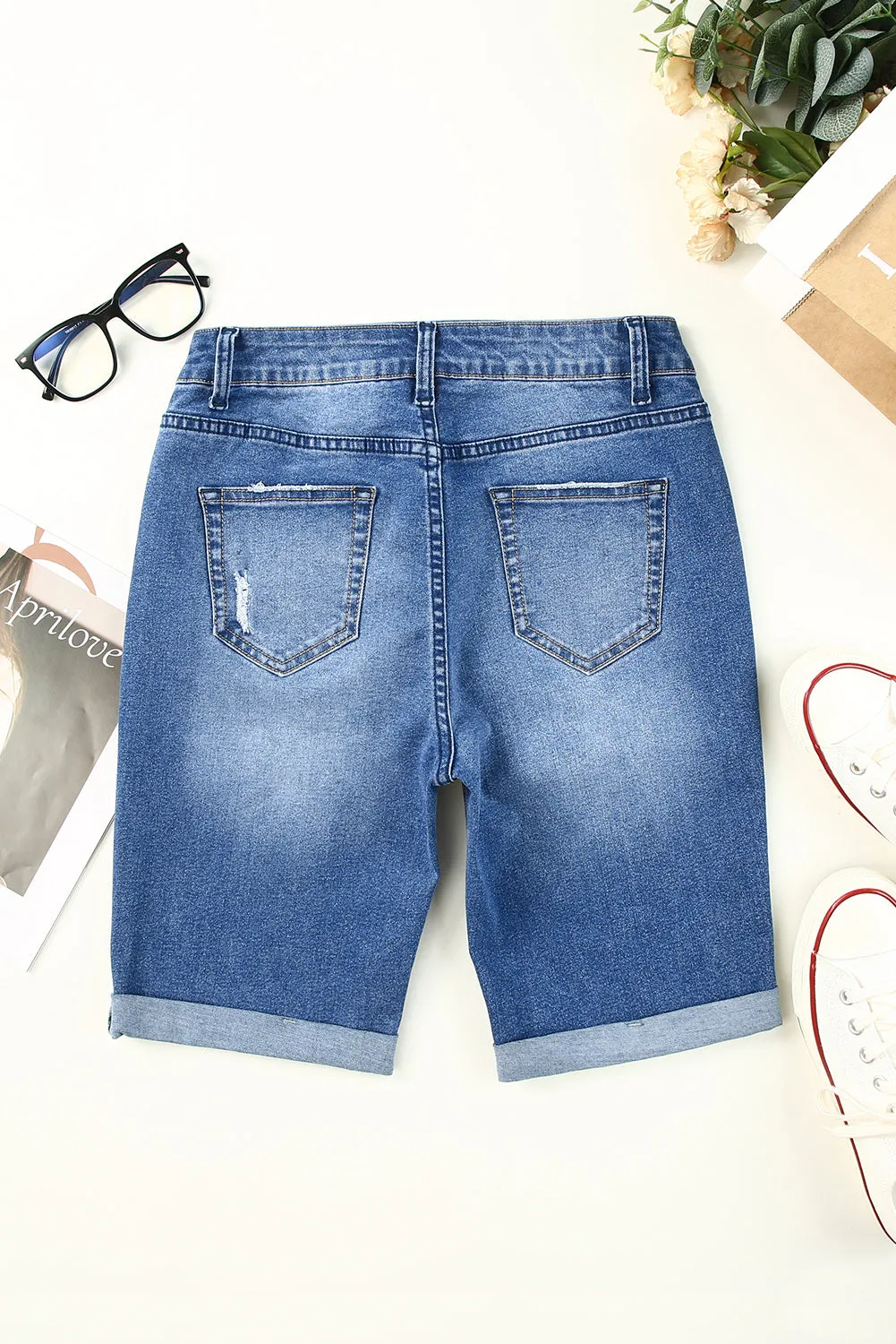 Women's Jeans Roll-up Edge Bermuda Short Jeans Denim Jeans Short