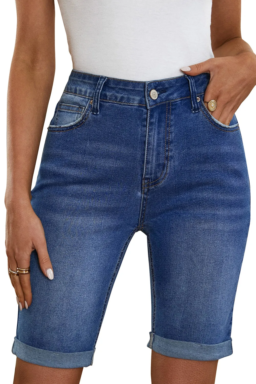 Women's Jeans Roll-up Edge Bermuda Short Jeans Denim Jeans Short