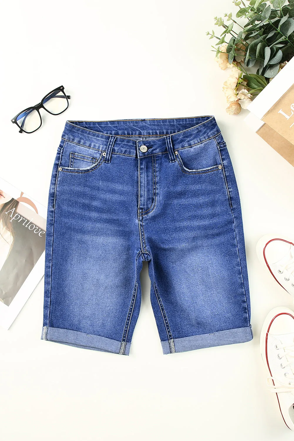 Women's Jeans Roll-up Edge Bermuda Short Jeans Denim Jeans Short