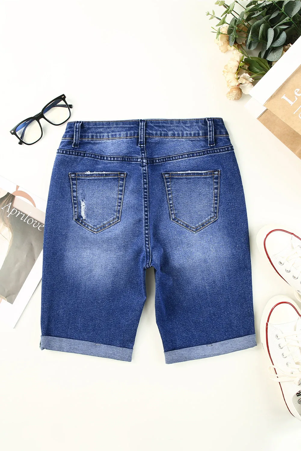 Women's Jeans Roll-up Edge Bermuda Short Jeans Denim Jeans Short