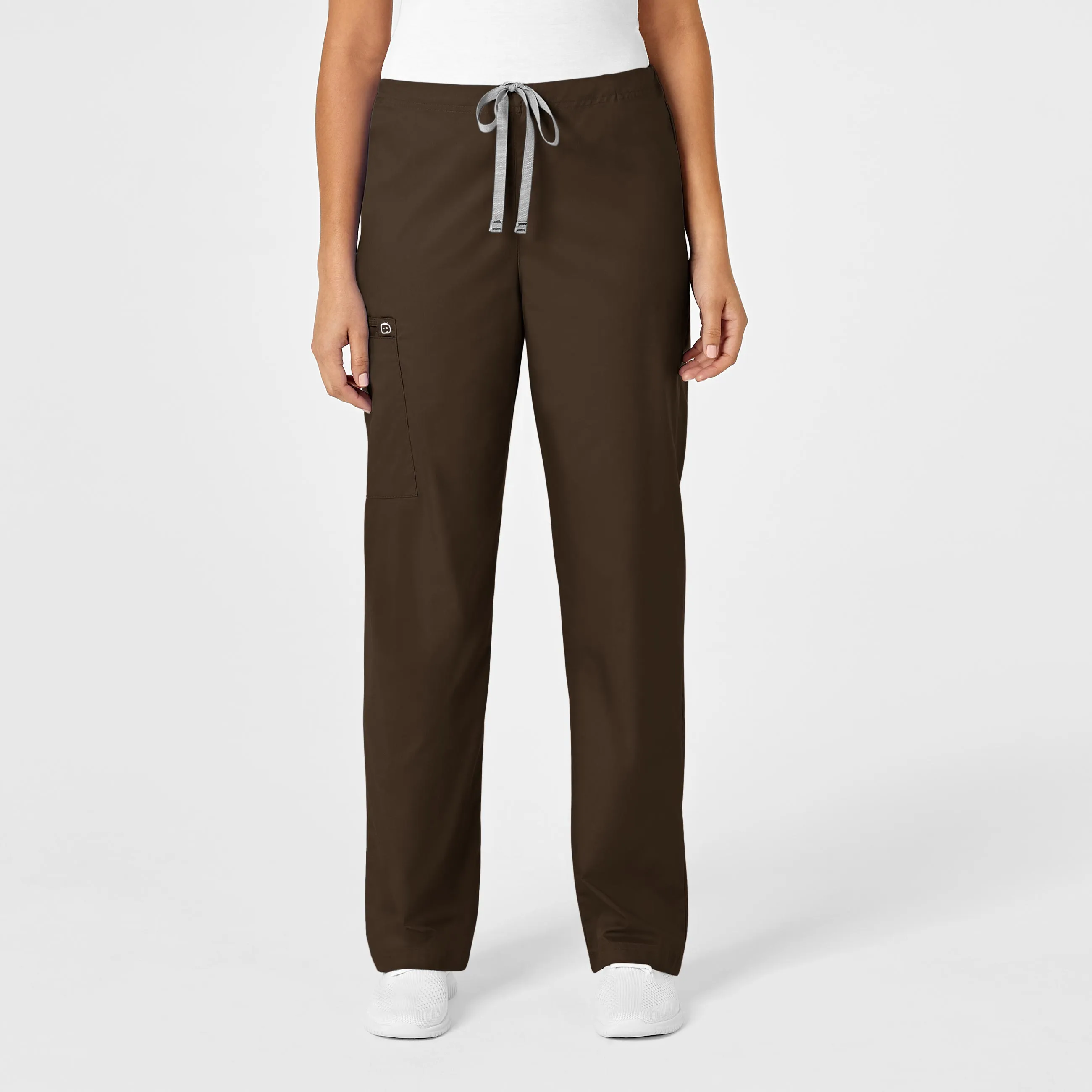 WonderWORK Unisex Drawstring Cargo Scrub Pant - Chocolate