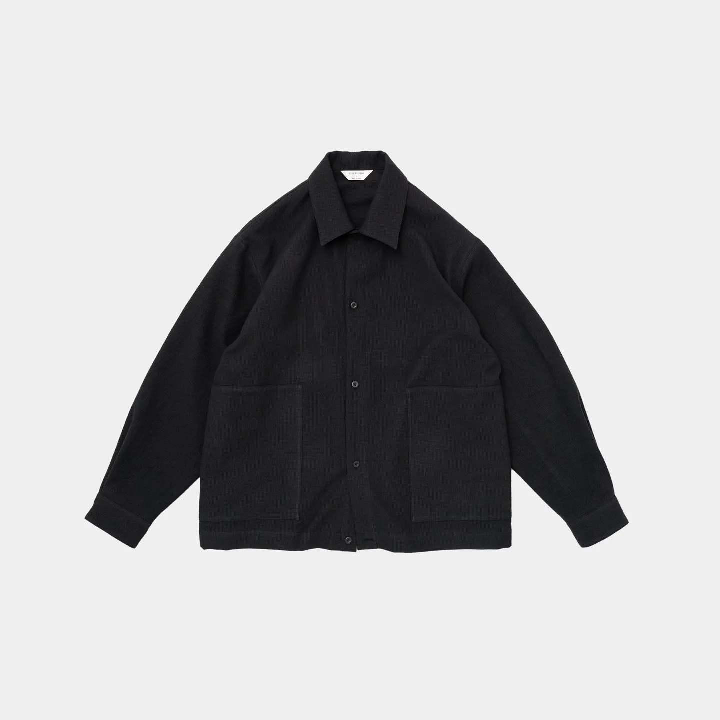 Wool Mix Shirt Jacket | Black/Navy