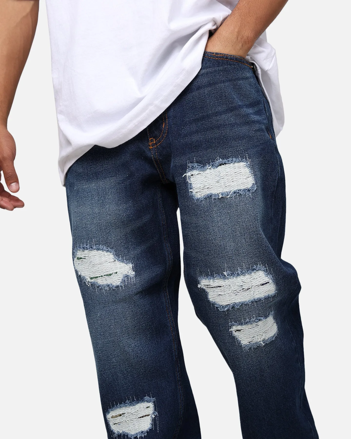 X-Large Distressed Denim Pants Indigo