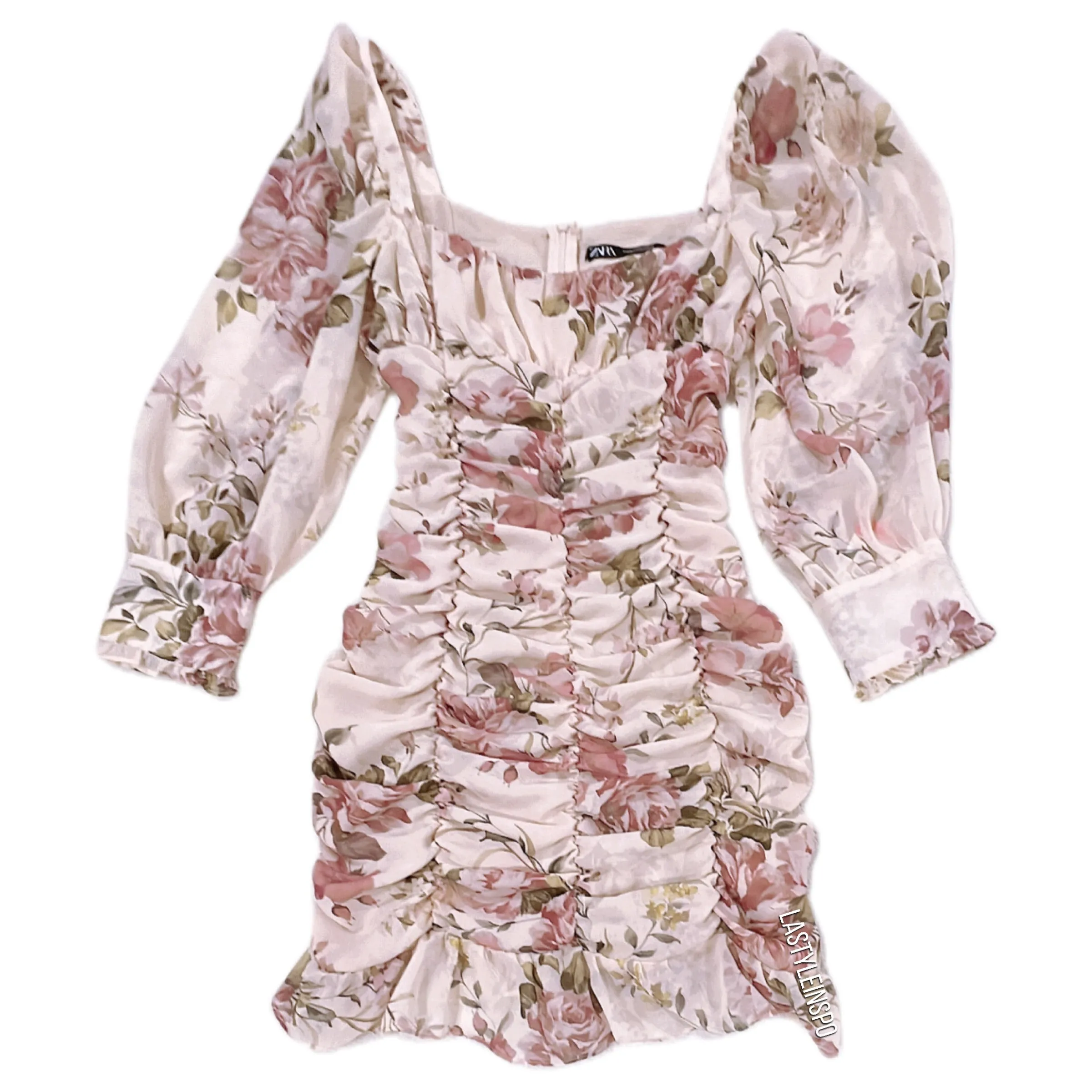 Zara Romantic Floral Long Sleeved Mini Dress in Size Small