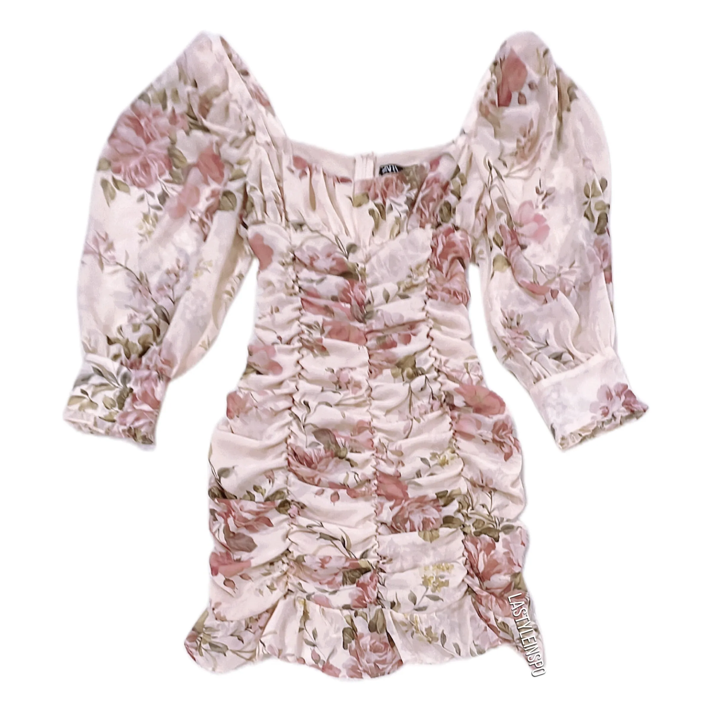 Zara Romantic Floral Long Sleeved Mini Dress in Size Small