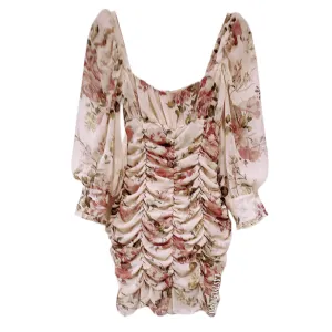 Zara Romantic Floral Long Sleeved Mini Dress in Size Small