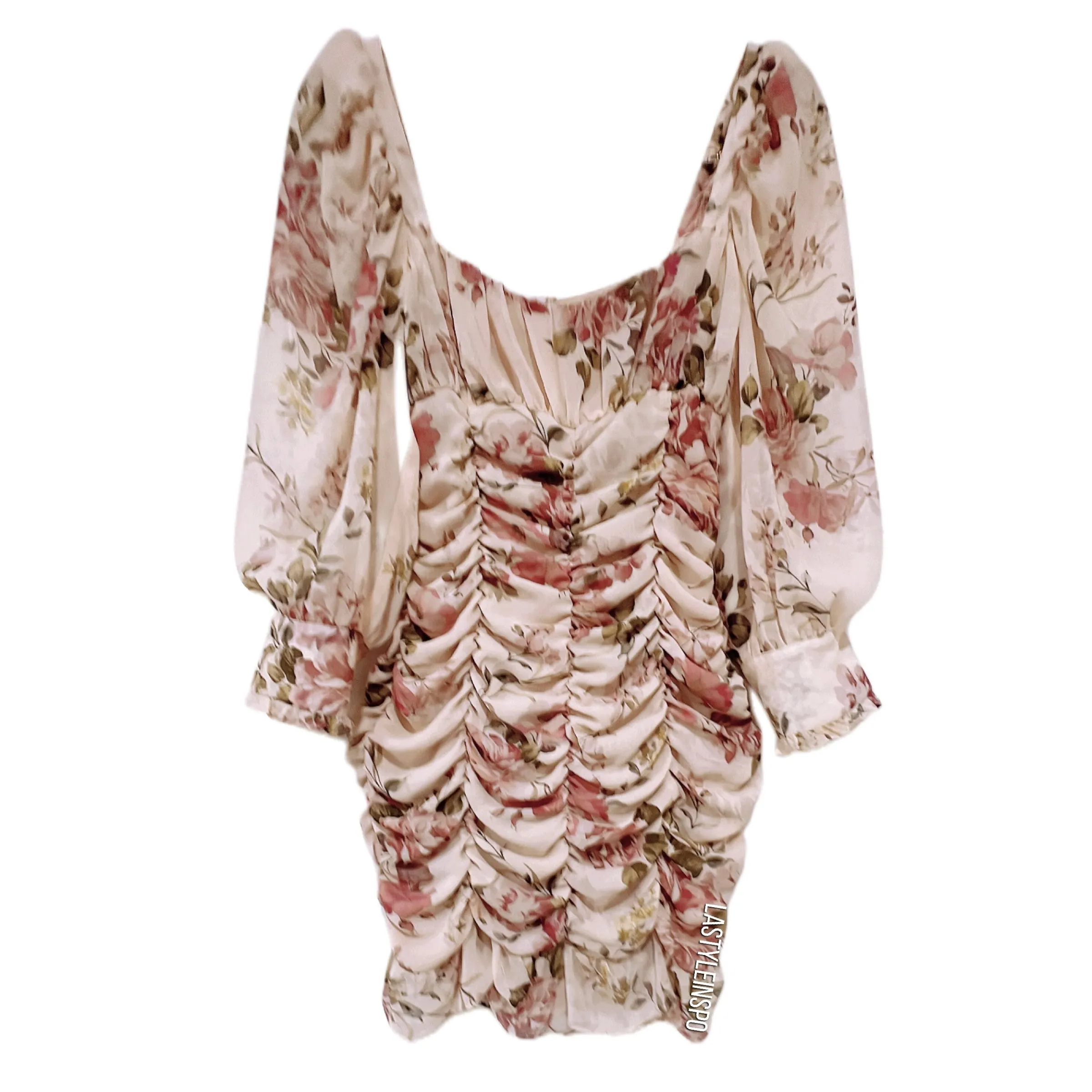 Zara Romantic Floral Long Sleeved Mini Dress in Size Small