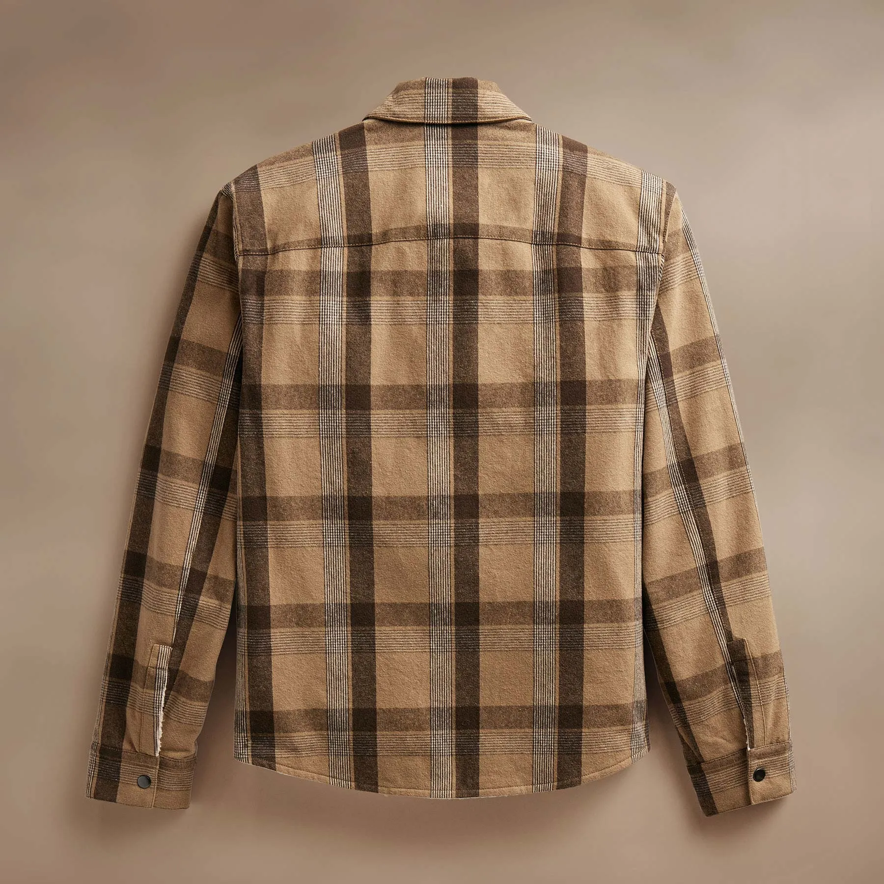 Zip Front Sherpa Lined Plaid Jacket - Tan/Brown